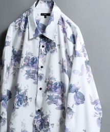 ANPAS（アンパス）の「All-over patterned georgette fluid shirt/ジョーゼット とろみ 総柄長袖シャツ 柄シャツ メンズ ペイズリー/フラワー/幾何学/レトロ/モノトーン（シャツ/ブラウス）」