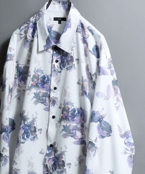 ANPAS（アンパス）の「All-over patterned georgette fluid shirt/ジョーゼット とろみ 総柄長袖シャツ 柄シャツ メンズ ペイズリー/フラワー/幾何学/レトロ/モノトーン（シャツ/ブラウス・メンズ・ブラック系2/ブラック系1/アイボリー系2/ホワイト系1/ブラウン系1/ブラウン系2/ホワイト系2/ブラック系5/ホワイト系3/ライトグレー系1/ブラック系4/ホワイト系5/ベージュ系1/アイボリー系1/ブラック系3/グレー系1/ホワイト系4/ホワイト系6/ベージュ系2/ダークグリーン系1/ダークグリーン系2/ダークブラウン系1/ダークブラウン系2/ダークブラウン系3/ダークブラウン系4・M/L）」の2枚目の写真