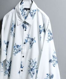 ANPAS | All-over patterned georgette fluid shirt/ジョーゼット とろみ 総柄長袖シャツ 柄シャツ メンズ ペイズリー/フラワー/幾何学/レトロ/モノトーン/レオパード(シャツ/ブラウス)