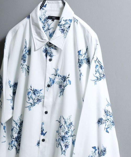 ANPAS（アンパス）の「All-over patterned georgette fluid shirt/ジョーゼット とろみ 総柄長袖シャツ 柄シャツ メンズ ペイズリー/フラワー/幾何学/レトロ/モノトーン（シャツ/ブラウス・メンズ・ブラック系2/ブラック系1/アイボリー系2/ホワイト系1/ブラウン系1/ブラウン系2/ホワイト系2/ブラック系5/ホワイト系3/ライトグレー系1/ブラック系4/ホワイト系5/ベージュ系1/アイボリー系1/ブラック系3/グレー系1/ホワイト系4/ホワイト系6/ベージュ系2/ダークグリーン系1/ダークグリーン系2/ダークブラウン系1/ダークブラウン系2/ダークブラウン系3/ダークブラウン系4・M/L）」の3枚目の写真