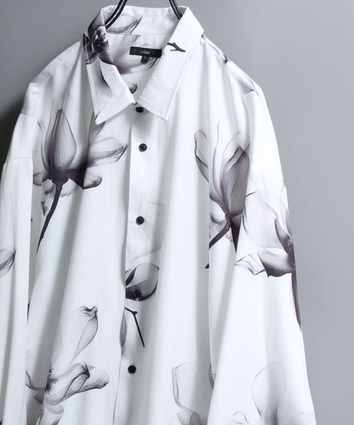 ANPAS（アンパス）の「All-over patterned georgette fluid shirt/ジョーゼット とろみ 総柄長袖シャツ 柄シャツ メンズ ペイズリー/フラワー/幾何学/レトロ/モノトーン（シャツ/ブラウス・メンズ・ブラック系2/ブラック系1/アイボリー系2/ホワイト系1/ブラウン系1/ブラウン系2/ホワイト系2/ブラック系5/ホワイト系3/ライトグレー系1/ブラック系4/ホワイト系5/ベージュ系1/アイボリー系1/ブラック系3/グレー系1/ホワイト系4/ホワイト系6/ベージュ系2/ダークグリーン系1/ダークグリーン系2/ダークブラウン系1/ダークブラウン系2/ダークブラウン系3/ダークブラウン系4・M/L）」の5枚目の写真