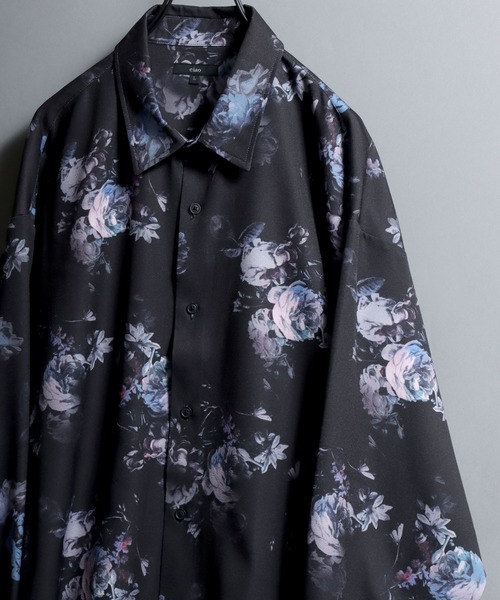 ANPAS（アンパス）の「All-over patterned georgette fluid shirt/ジョーゼット とろみ 総柄長袖シャツ 柄シャツ メンズ ペイズリー/フラワー/幾何学/レトロ/モノトーン（シャツ/ブラウス・メンズ・ブラック系2/ブラック系1/アイボリー系2/ホワイト系1/ブラウン系1/ブラウン系2/ホワイト系2/ブラック系5/ホワイト系3/ライトグレー系1/ブラック系4/ホワイト系5/ベージュ系1/アイボリー系1/ブラック系3/グレー系1/ホワイト系4/ホワイト系6/ベージュ系2/ダークグリーン系1/ダークグリーン系2/ダークブラウン系1/ダークブラウン系2/ダークブラウン系3/ダークブラウン系4・M/L）」の8枚目の写真