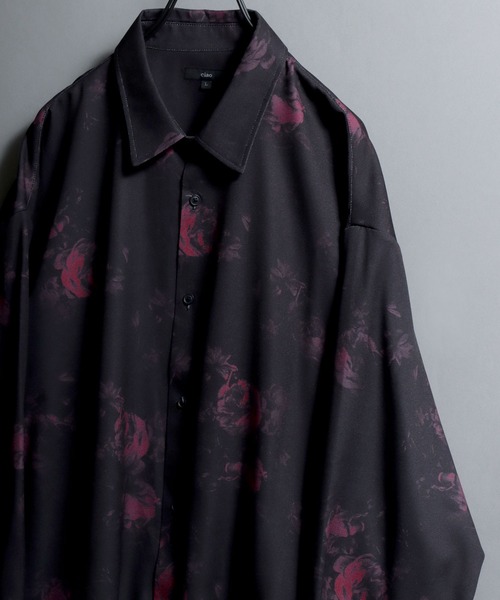 ANPAS（アンパス）の「All-over patterned georgette fluid shirt/ジョーゼット とろみ 総柄長袖シャツ 柄シャツ メンズ ペイズリー/フラワー/幾何学/レトロ/モノトーン（シャツ/ブラウス・メンズ・ブラック系2/ブラック系1/アイボリー系2/ホワイト系1/ブラウン系1/ブラウン系2/ホワイト系2/ブラック系5/ホワイト系3/ライトグレー系1/ブラック系4/ホワイト系5/ベージュ系1/アイボリー系1/ブラック系3/グレー系1/ホワイト系4/ホワイト系6/ベージュ系2/ダークグリーン系1/ダークグリーン系2/ダークブラウン系1/ダークブラウン系2/ダークブラウン系3/ダークブラウン系4・M/L）」の10枚目の写真