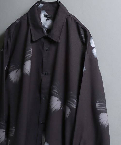 ANPAS（アンパス）の「All-over patterned georgette fluid shirt/ジョーゼット とろみ 総柄長袖シャツ 柄シャツ メンズ ペイズリー/フラワー/幾何学/レトロ/モノトーン（シャツ/ブラウス・メンズ・ブラック系2/ブラック系1/アイボリー系2/ホワイト系1/ブラウン系1/ブラウン系2/ホワイト系2/ブラック系5/ホワイト系3/ライトグレー系1/ブラック系4/ホワイト系5/ベージュ系1/アイボリー系1/ブラック系3/グレー系1/ホワイト系4/ホワイト系6/ベージュ系2/ダークグリーン系1/ダークグリーン系2/ダークブラウン系1/ダークブラウン系2/ダークブラウン系3/ダークブラウン系4・M/L）」の12枚目の写真