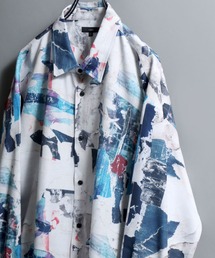 ANPAS（アンパス）の「All-over patterned georgette fluid shirt/ジョーゼット とろみ 総柄長袖シャツ 柄シャツ メンズ ペイズリー/フラワー/幾何学/レトロ/モノトーン（シャツ/ブラウス）」