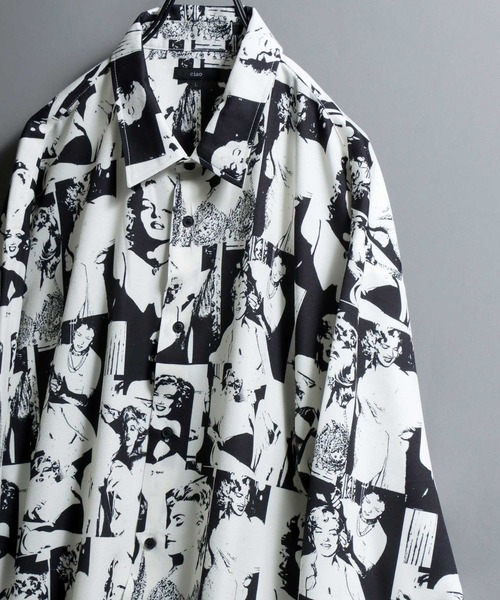 ANPAS（アンパス）の「All-over patterned georgette fluid shirt/ジョーゼット とろみ 総柄長袖シャツ 柄シャツ メンズ ペイズリー/フラワー/幾何学/レトロ/モノトーン（シャツ/ブラウス・メンズ・ブラック系2/ブラック系1/アイボリー系2/ホワイト系1/ブラウン系1/ブラウン系2/ホワイト系2/ブラック系5/ホワイト系3/ライトグレー系1/ブラック系4/ホワイト系5/ベージュ系1/アイボリー系1/ブラック系3/グレー系1/ホワイト系4/ホワイト系6/ベージュ系2/ダークグリーン系1/ダークグリーン系2/ダークブラウン系1/ダークブラウン系2/ダークブラウン系3/ダークブラウン系4・M/L）」の22枚目の写真