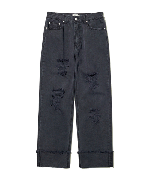 パンツ ROLL STRAIGHT ROLL-UP PANTS / BLACK 【公式通販】