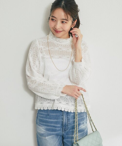 La boutique BonBon(ラブティックボンボン)の「【今すぐお届け!・オケージョン対応】レースブラウス(シャツ/ブラウス・レディース・ホワイト/ネイビー・FREE)」の6枚目の写真