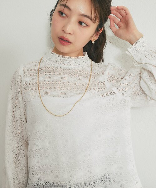 La boutique BonBon(ラブティックボンボン)の「【今すぐお届け!・オケージョン対応】レースブラウス(シャツ/ブラウス・レディース・ホワイト/ネイビー・FREE)」の7枚目の写真
