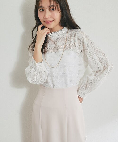 La boutique BonBon(ラブティックボンボン)の「【今すぐお届け!・オケージョン対応】レースブラウス(シャツ/ブラウス・レディース・ホワイト/ネイビー・FREE)」の12枚目の写真