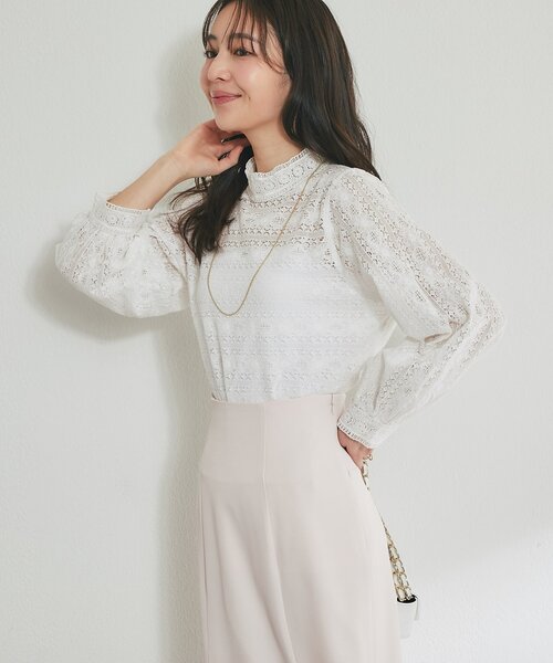La boutique BonBon(ラブティックボンボン)の「【今すぐお届け!・オケージョン対応】レースブラウス(シャツ/ブラウス・レディース・ホワイト/ネイビー・FREE)」の13枚目の写真