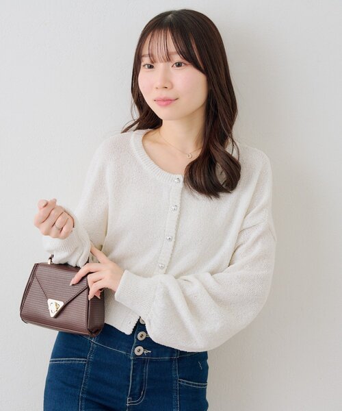 Another Branch olive des olive(アナザーブランチオリーブデオリーブ)の「ラメハート釦クルーカーディガン(カーディガン/ボレロ・レディース・ピンク/アイボリー/イエロー・FREE)」の12枚目の写真