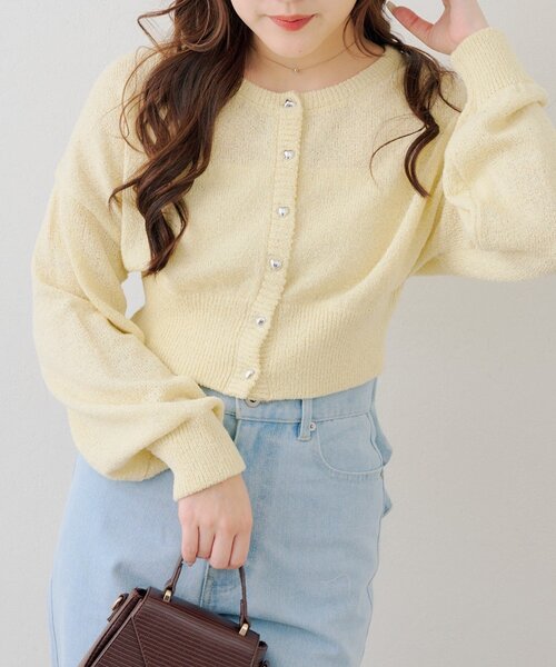 Another Branch olive des olive(アナザーブランチオリーブデオリーブ)の「ラメハート釦クルーカーディガン(カーディガン/ボレロ・レディース・ピンク/アイボリー/イエロー・FREE)」の5枚目の写真