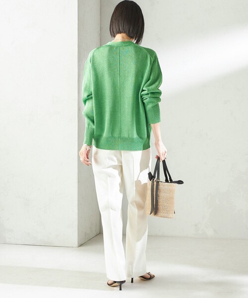 SHIPS（シップス）の「〈手洗い可能〉ブライト ペーパー Vネック ニット カーディガン（カーディガン/ボレロ・レディース・オフホワイト/ネイビー/グリーン・ONE SIZE）」の16枚目の写真