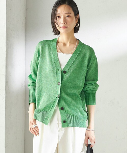 SHIPS（シップス）の「〈手洗い可能〉ブライト ペーパー Vネック ニット カーディガン（カーディガン/ボレロ・レディース・オフホワイト/ネイビー/グリーン・ONE SIZE）」の17枚目の写真
