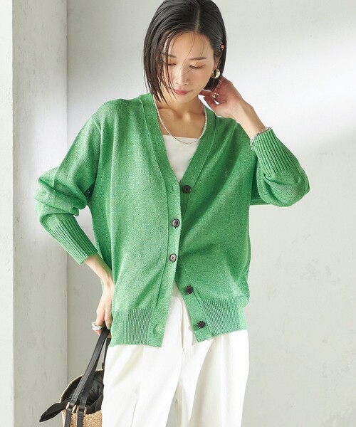 SHIPS（シップス）の「〈手洗い可能〉ブライト ペーパー Vネック ニット カーディガン（カーディガン/ボレロ・レディース・オフホワイト/ネイビー/グリーン・ONE SIZE）」の19枚目の写真