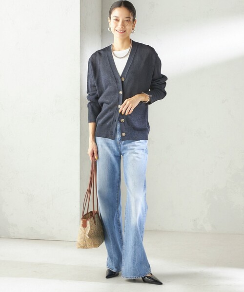 SHIPS（シップス）の「〈手洗い可能〉ブライト ペーパー Vネック ニット カーディガン（カーディガン/ボレロ・レディース・オフホワイト/ネイビー/グリーン・ONE SIZE）」の20枚目の写真