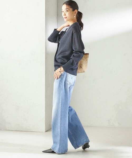 SHIPS（シップス）の「〈手洗い可能〉ブライト ペーパー Vネック ニット カーディガン（カーディガン/ボレロ・レディース・オフホワイト/ネイビー/グリーン・ONE SIZE）」の21枚目の写真