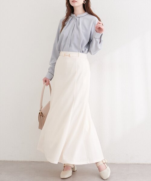 natural couture（ナチュラルクチュール）の「スタンドカラーパイピングブラウス（シャツ/ブラウス・レディース・オフホワイト/ベージュ/ネイビー/サックスブルー・FREE）」の16枚目の写真