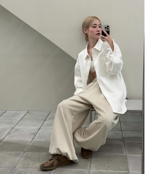 TODAYFUL（トゥデイフル）の「Cottontwill Over Shirts（シャツ/ブラウス・レディース・ホワイト/ブラック・FREE）」の20枚目の写真