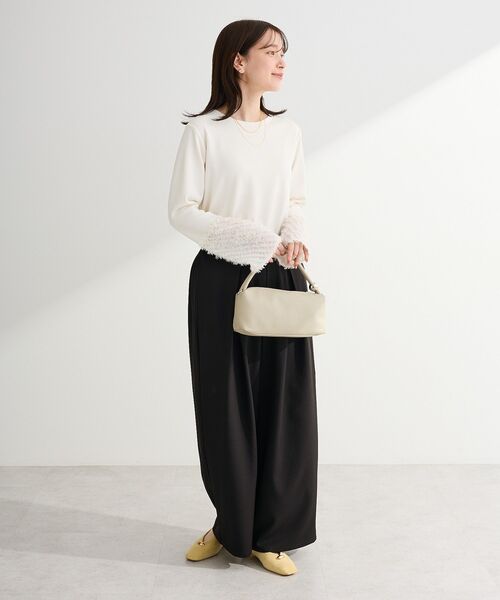 Green　Parks（グリーンパークス）の「デザインタックワイドパンツ（スラックス・レディース・グレー/ライトベージュ/ブラック・FREE）」の14枚目の写真