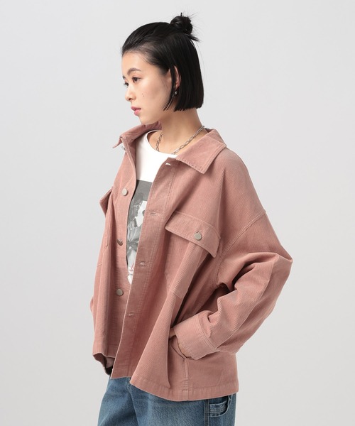 BAYFLOW（ベイフロー）の「[春まで着られる]フェードコーデュロイブルゾン（ブルゾン・レディース・ネイビー/ピンク/アイボリー・FREE）」の3枚目の写真