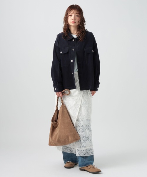 BAYFLOW（ベイフロー）の「[春まで着られる]フェードコーデュロイブルゾン（ブルゾン・レディース・ネイビー/ピンク/アイボリー・FREE）」の14枚目の写真