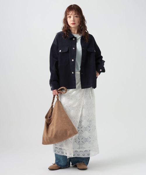 BAYFLOW（ベイフロー）の「[春まで着られる]フェードコーデュロイブルゾン（ブルゾン・レディース・ネイビー/ピンク/アイボリー・FREE）」の17枚目の写真