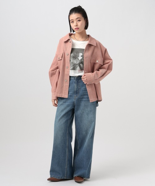 BAYFLOW（ベイフロー）の「[春まで着られる]フェードコーデュロイブルゾン（ブルゾン・レディース・ネイビー/ピンク/アイボリー・FREE）」の9枚目の写真