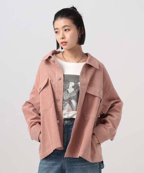 BAYFLOW（ベイフロー）の「[春まで着られる]フェードコーデュロイブルゾン（ブルゾン・レディース・ネイビー/ピンク/アイボリー・FREE）」の8枚目の写真