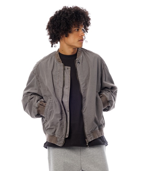 Sandinista（サンディニスタ）の「Bomber Jacket - Overdyed / 後染めボンバージャケット（その他アウター・メンズ・グリーン系その他/グレー系その他/イエロー系その他・SMALL/MEDIUM/LARGE）」の2枚目の写真
