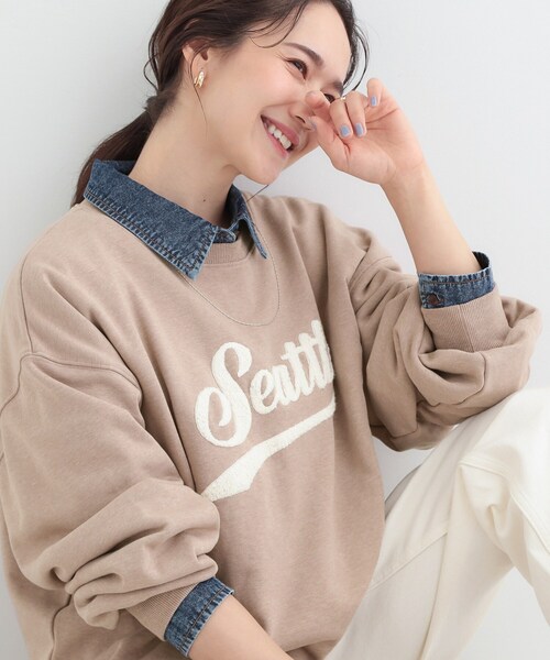 SHOO・LA・RUE（シューラルー）の「サガラ刺繍アソート裏毛スウェット（スウェット・レディース・ライトグレー系/ピンク系1/チャコールグレー/ブラウン系2・04/03/02/01）」の3枚目の写真