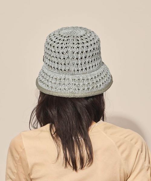 arth(アース)の「arth Cable Mesh Thermo Bucket / アース(ハット・レディース・ネイビー/ホワイト/グリーン・M/57.5cm)」の4枚目の写真