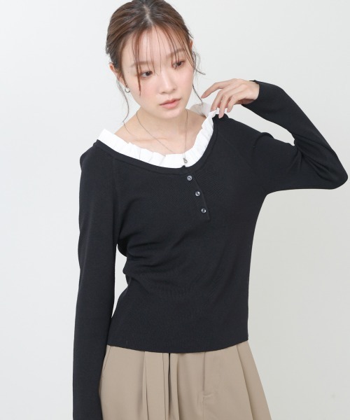 eimyistoir   バックフリルニットトップス STYLEMIXER | バックオープンフリルニットトップ (ニット ) |SHEL'TTER