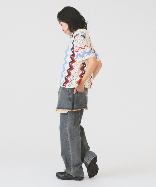 Ray BEAMS(レイビームス)の「デニムスカート レイヤード パンツ(デニムパンツ・レディース・ブルー系その他4/ダークブラウン・0/1)」の9枚目の写真