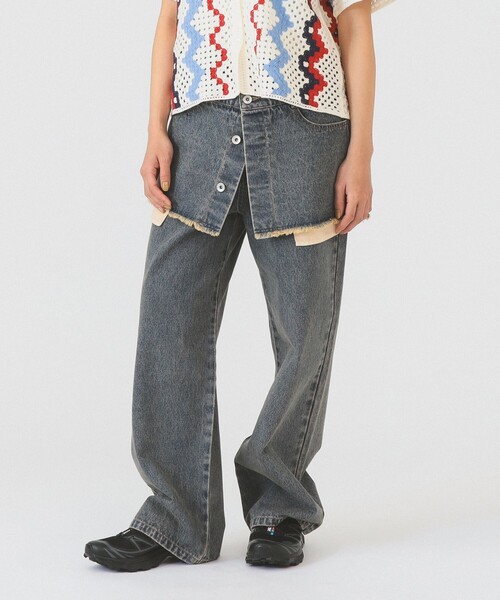 Ray BEAMS(レイビームス)の「デニムスカート レイヤード パンツ(デニムパンツ・レディース・ブルー系その他4/ダークブラウン・0/1)」の11枚目の写真