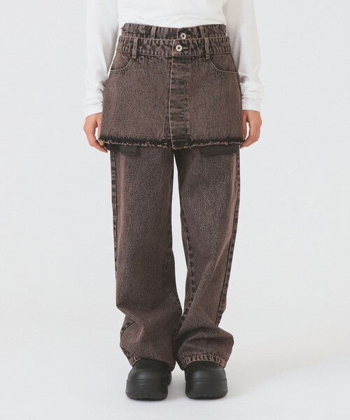 Ray BEAMS(レイビームス)の「デニムスカート レイヤード パンツ(デニムパンツ・レディース・ブルー系その他4/ダークブラウン・0/1)」の12枚目の写真