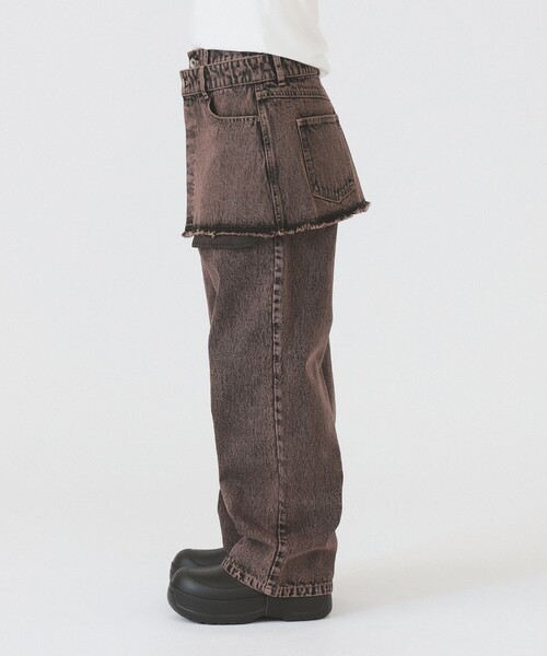 Ray BEAMS(レイビームス)の「デニムスカート レイヤード パンツ(デニムパンツ・レディース・ブルー系その他4/ダークブラウン・0/1)」の13枚目の写真