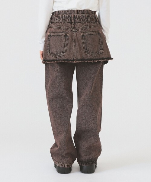 Ray BEAMS(レイビームス)の「デニムスカート レイヤード パンツ(デニムパンツ・レディース・ブルー系その他4/ダークブラウン・0/1)」の14枚目の写真