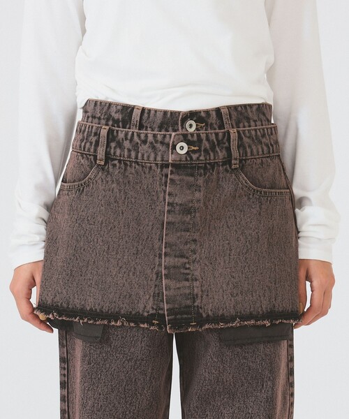 Ray BEAMS(レイビームス)の「デニムスカート レイヤード パンツ(デニムパンツ・レディース・ブルー系その他4/ダークブラウン・0/1)」の15枚目の写真