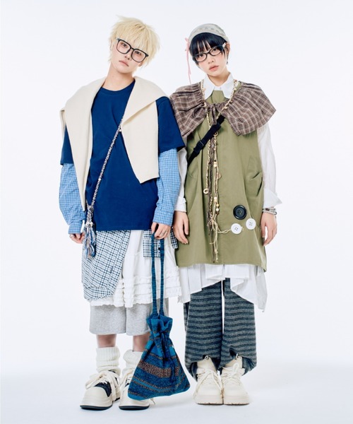 Never mind the XU / Chikashitsu+(ネバーマインド ザ エックスユー / チカシツプラス)の「【Nerd out XU】gingham check design layered long sleeve / 【ナードアウトエックスユー】ギンガムチェックデザインレイヤード長袖Tシャツ <着用動画あり>(Tシャツ/カットソー・メンズ・ネイビー・M/XXL)」の6枚目の写真