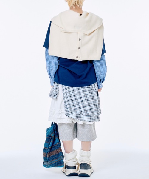 Never mind the XU / Chikashitsu+(ネバーマインド ザ エックスユー / チカシツプラス)の「【Nerd out XU】gingham check design layered long sleeve / 【ナードアウトエックスユー】ギンガムチェックデザインレイヤード長袖Tシャツ <着用動画あり>(Tシャツ/カットソー・メンズ・ネイビー・M/XXL)」の11枚目の写真