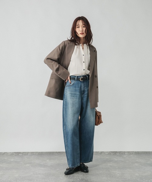 GLOBAL WORK(グローバルワーク)の「スキッパーブラウス長袖/601062(シャツ/ブラウス・レディース・ブラウン系その他6/ブラック系その他/ホワイト/ストライプ・MEDIUM/LARGE)」の5枚目の写真