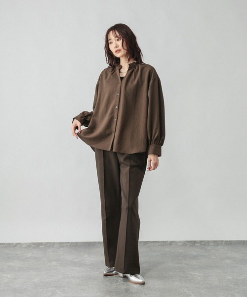 GLOBAL WORK(グローバルワーク)の「スキッパーブラウス長袖/601062(シャツ/ブラウス・レディース・ブラウン系その他6/ブラック系その他/ホワイト/ストライプ・MEDIUM/LARGE)」の13枚目の写真