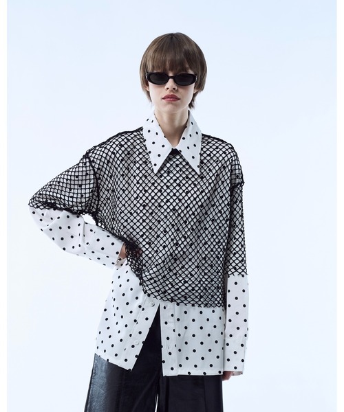seyto サイズ2 / メッシュレイヤードドットシャツ Mesh layered dot shirt / メッシュレイヤードドットシャツ（シャツ