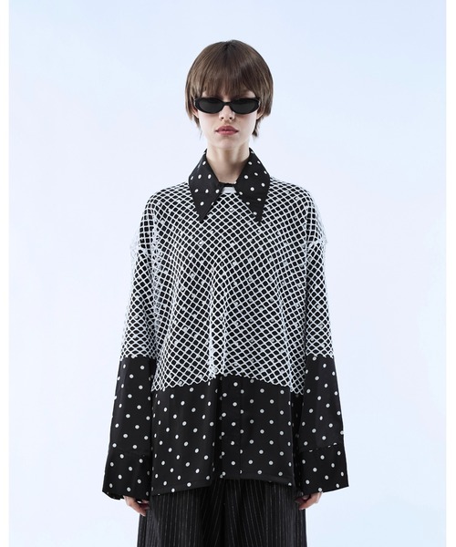 seyto サイズ3 / メッシュレイヤードドットシャツ Mesh layered dot shirt / メッシュレイヤードドットシャツ（シャツ