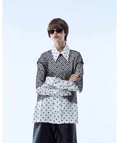 seyto サイズ3 / メッシュレイヤードドットシャツ Mesh layered dot shirt / メッシュレイヤードドットシャツ（シャツ