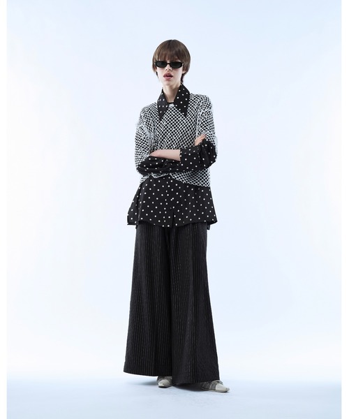 seyto(セイト)の「Mesh layered dot shirt / メッシュレイヤードドットシャツ(シャツ/ブラウス・メンズ・ブラック/ホワイト・3/2)」の4枚目の写真