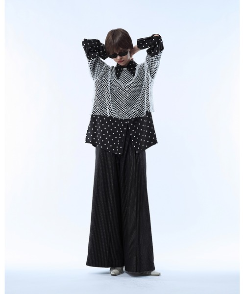 seyto(セイト)の「Mesh layered dot shirt / メッシュレイヤードドットシャツ(シャツ/ブラウス・メンズ・ブラック/ホワイト・3/2)」の5枚目の写真
