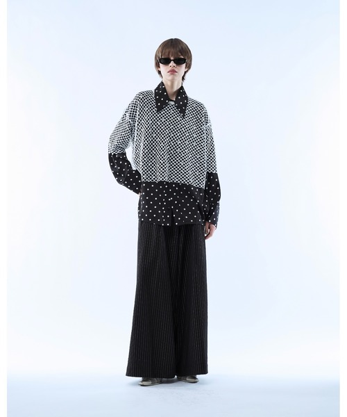 seyto(セイト)の「Mesh layered dot shirt / メッシュレイヤードドットシャツ(シャツ/ブラウス・メンズ・ブラック/ホワイト・3/2)」の6枚目の写真